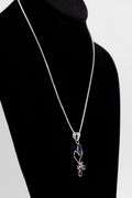 .925 Sterling Silver Necklace and Pendant w/ Iolite Gem Stones 54mm x 15mm