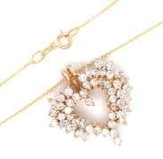 14kt Yellow gold 1.50ctw diamond cluster open heart pendant on chain