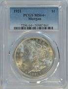 Basically Full Gem BU 1921 Morgan Silver Dollar. PCGS MS64+