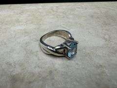 Sterling Silver 925 Natural Gemstone Blue Topaz Ring Size 9