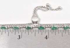 Fantastic Pear Shaped Natural Emerald Gemstone Adjustable Bracelet in Sterling Silver
