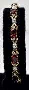 Amazing 10K Yellow Gold Red Garnet and Diamond Bracelet