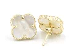 Darling 14K Yellow Gold Mother of Pearl Motif Stud Earrings