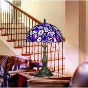 Tiffany-Style Agate Slice Stained Glass Table Lamp
