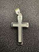 Rhodium Plated 925 Sterling Silver Moissanite Cross Christian Jesus Love Pendant