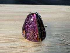 Sterling Silver 925 One of a Kind Dichroic Glass Ring Size 6.25