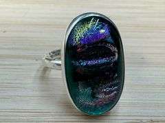 Sterling Silver 925 One of a Kind Dichroic Glass Ring Size 6