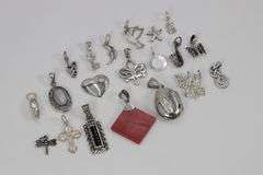 Sterling Silver Curated Pendant Assortment Various Sizes & Styles (20 Pendant Lot)