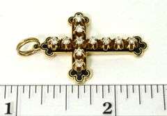 Stunning 14K Enamel and Diamond Cross Pendant