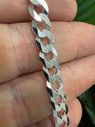 Men's 6.7mm Solid .925 Sterling Silver Flat Curb Chain Link Italy Necklace 22"