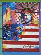 Rare Peter Max Original Mixed Media Better World III, 1999