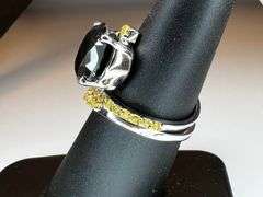 42 Natural Yellow Diamonds With a 6.5 Ct Silk Black Moissanite Centerstone Natural Yellow Diamond 2 