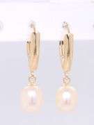 Fresh Water Pearl Dangle Earrings in Yellow Gold