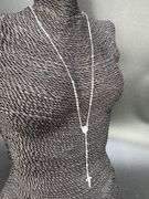 High Polished 925 Sterling Silver 3mm Smooth Bead Diamond Cut Cross Rosary 22"