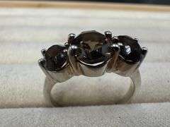 Sterling Silver Smoky Quartz Gemstone Ring Size 10