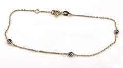 14kt Yellow gold evil eye protection link bracelet
