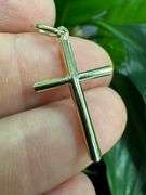 10k Yellow Gold Christian Cross Tube Design Pendant Charm