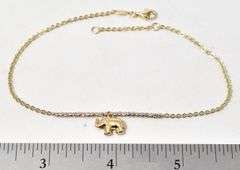 Cute 14K Tri-Gold Elephant Anklet