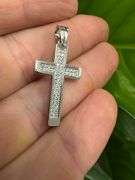 Rhodium Plated 925 Sterling Silver Moissanite Cross Christian Jesus Love Pendant