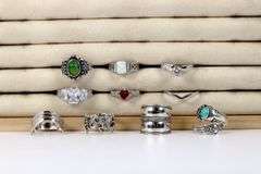 .925 Sterling Silver Curated Ring Lot of 10 Rings Various Sizes & Styles