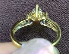 18k Yellow Gold Marquise and Baguette Natural Diamond Engagement Ring