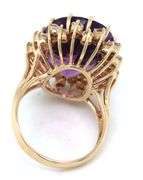14kt Yellow gold 12ct Amethyst and 1.50ctw diamond ring