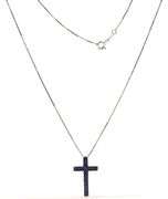 Sweet 18K WG Sapphire Cross on Necklace