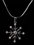 CZ Gemstone Snowflake Pendant Necklace in Sterling Silver