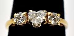 Stunning Heart Diamond Ring in 14K Yellow Gold