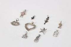 Sterling Silver Pendant Assortment Various Sizes & Styles (10 Pendant Lot)