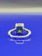 14 Kt White Gold 4.5 Ct Emerald Green Lab Simulated Diamond Ring