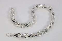 Sterling Silver Heavy Diamond-Cut Rope Chain 18mm Solid 925 Italy New Men's Necklace 24"