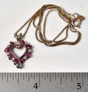 Ruby and CZ Gemstone Heart pendant Necklace in Sterling Silver