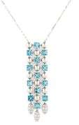 Bvlgari Lucia Blue Topaz and 0.30ctw Diamond Triple Row Pendant Necklace in 18K