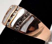Dazzling Diamond and Mother of Pearl Ring in 14K Rose Gold