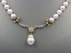 12.4mm Akoya pearl on 8.5x8.7mm strand with diamonds