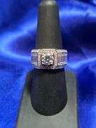 Men's 18 Kt White Gold Plate 1 Ct Lab Simulated Diamond Ring
