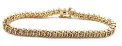 14kt Yellow gold 1.50ctw diamond S link tennis bracelet