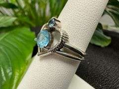 Sterling Silver Natural Gemstone Blue Topaz Ring Size 6