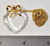 Lenox Crystal and Ruby Gemstone Heart Pendant Necklace in Vermeil Sterling Silver