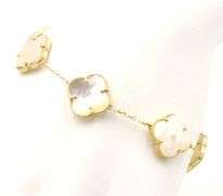 Lovely 14K Yellow Gold 5 Motif Mother of Pearl Bracelet