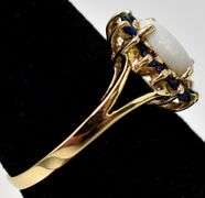 Colorful 14K Yellow Gold Opal And Blue Sapphire Gemstone Ring