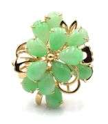 14kt Yellow gold green Jade cluster flower ring