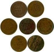 7 Different Indian Head Cents: 1865-1907
