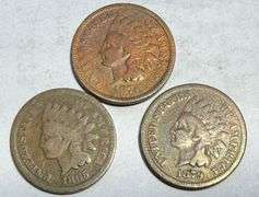 1865 1874 1879 Indian Head Cents