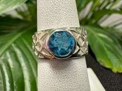 Sterling Silver 925 Natural Gemstone Blue Topaz Ring Size 9