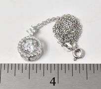 CZ Gemstone Pendant Necklace in Sterling Silver