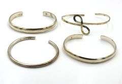 Group lot of 4 Vintage 925 sterling silver cuff bangles