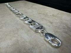 Sterling Silver 13.5mm Figaro Figarucci Chain Mariner Link 925 Italy Bracelet 9"