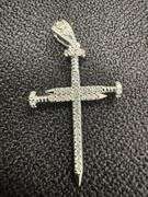Rhodium Plated 925 Sterling Silver Nail Cross CZ Pendant